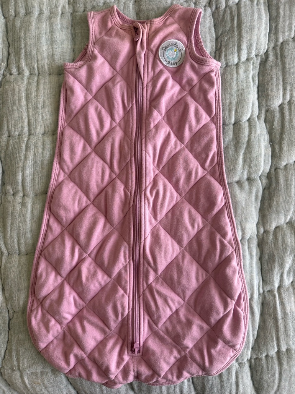 Sleeveless Pink Quilted Baby Sleep Sack with Front Zipper